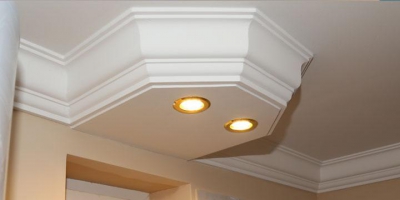 LED Spot Beleuchtung mit Styropor Zierleisten