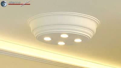 Runde Deckenleuchte Düren 21/500x500-3 mit LED-Einbauspotlampen