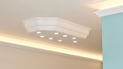 Achteckige LED-Deckenlampe Düren 21/1000x500-2 mit Einbauspots