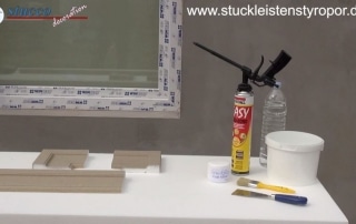 Material und Werkzeug für Fassadenstuck-Montage